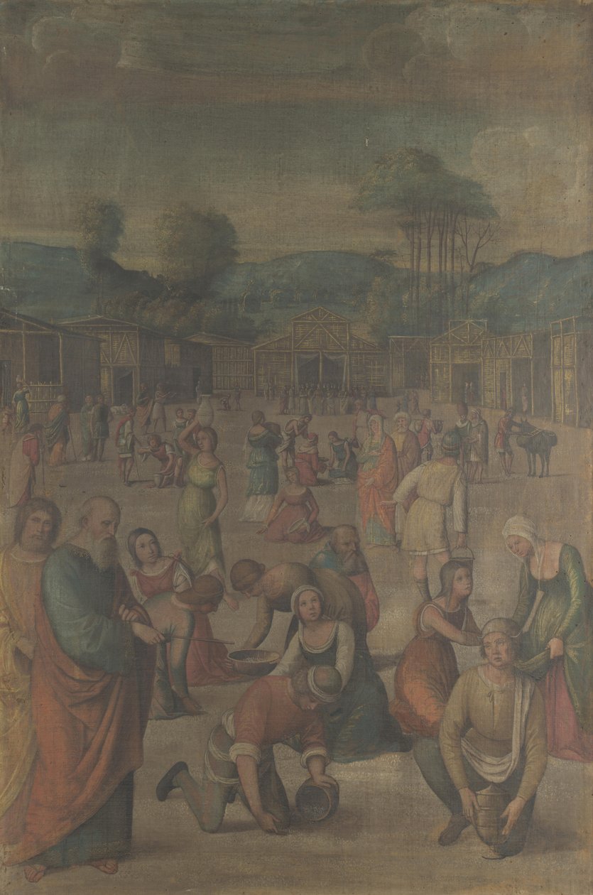 Israelitterne samler Manna fra historien om Moses efter 1508 af Lorenzo Costa