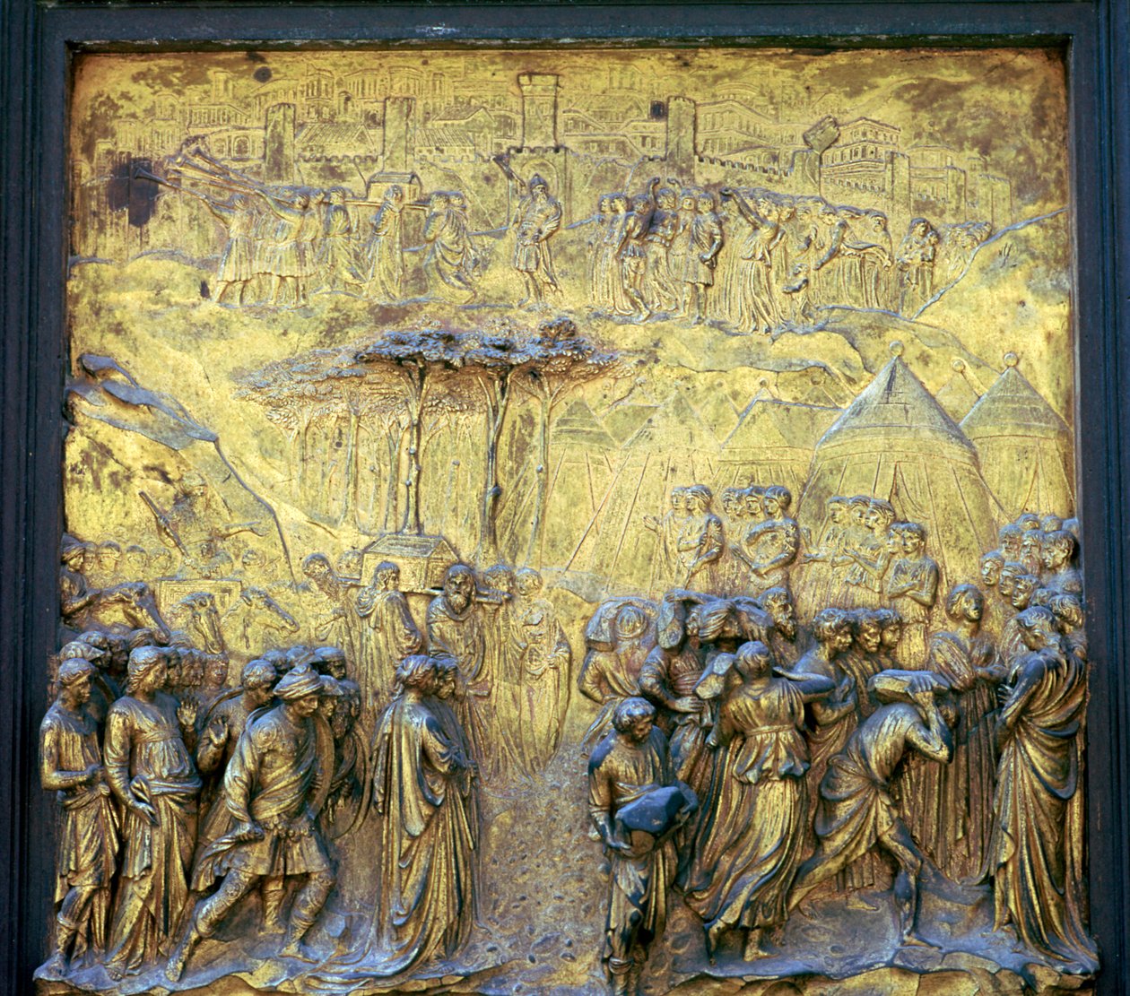 Detalje af Paradisets døre på dåbskapellet, 1400-tallet af Lorenzo Ghiberti