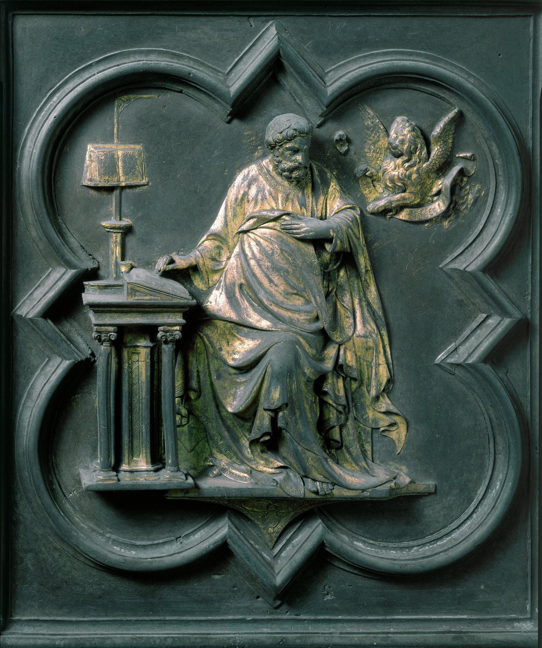 North Porte (kaldet Gate of the Cross, mod nord), udvendig detalje: Sankt Markus. Bronzeskulptur lavet af Lorenzo Ghiberti (1378-1455) af Lorenzo Ghiberti