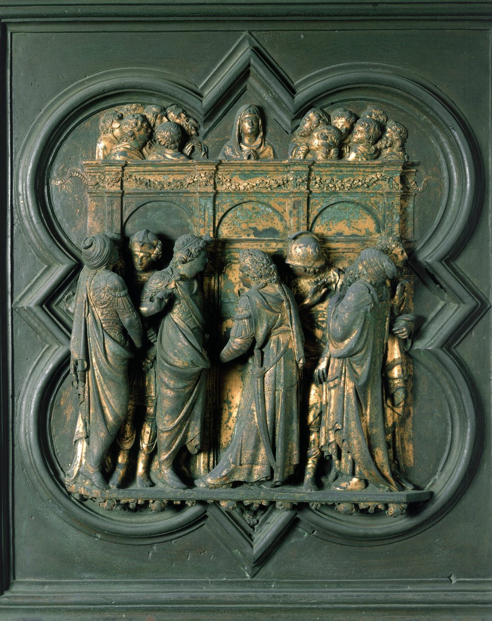 North Porte (kaldet Porte de la Croix, i nord), udvendig detalje: "" Pentecote"" Bronzeskulptur lavet af Lorenzo Ghiberti (1378-1455) af Lorenzo Ghiberti