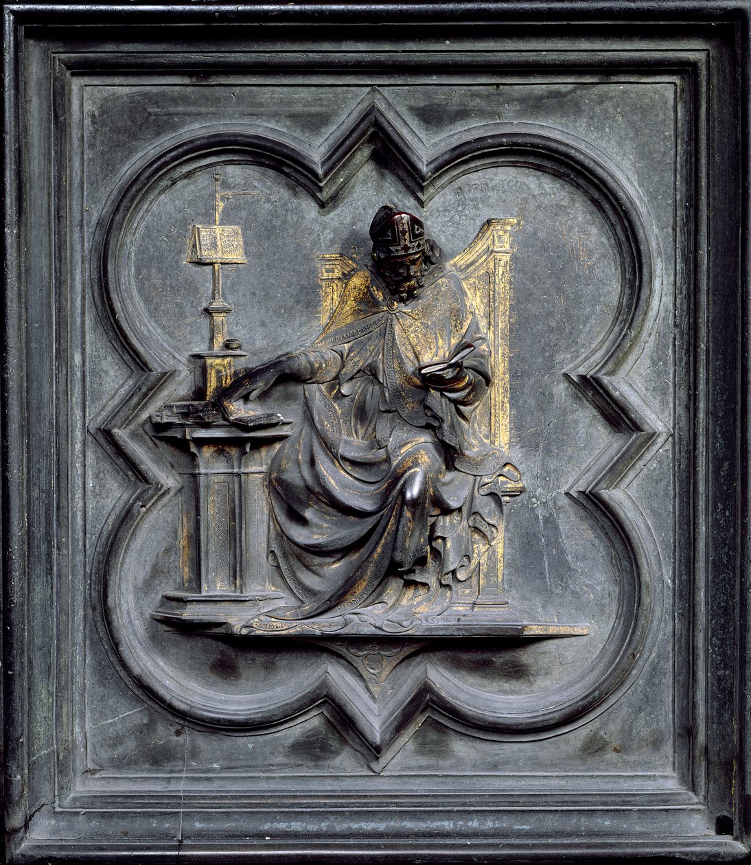 St. Ambrosius, panel E af norddørene til dåbskapellet San Giovanni, 1403-24 (bronze) af Lorenzo Ghiberti