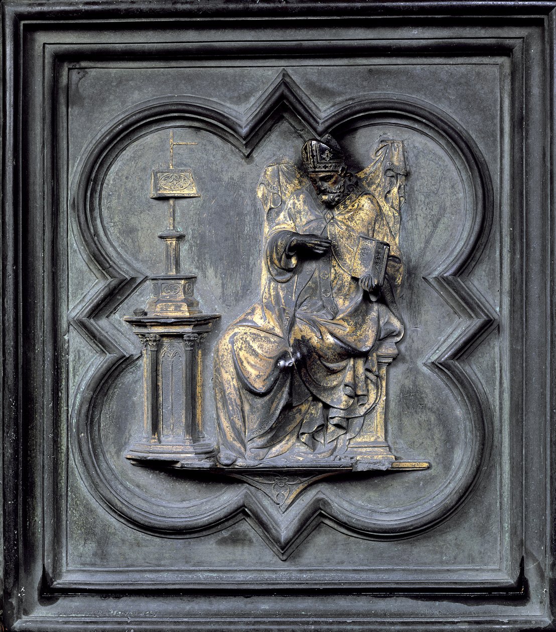 St Augustine, panel H af norddørene til dåbskapellet San Giovanni, 1403-24 (bronze) af Lorenzo Ghiberti