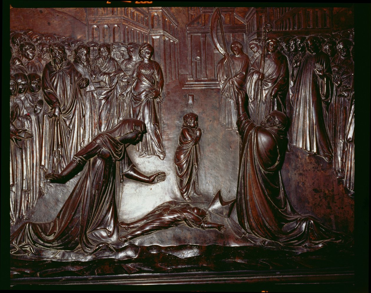 Sankt Zenobius helligdom, detalje af det døde barn, c.1432-42 bronzedetalje af 97641 af Lorenzo Ghiberti