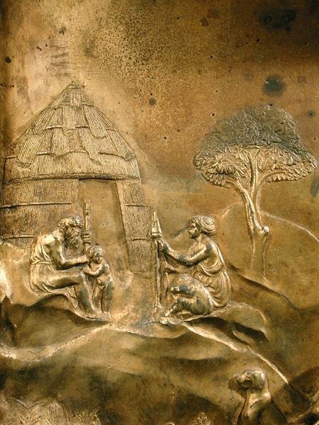 Historien om Kain og Abel, detaljer fra det originale panel fra dåbskapellets østdøre af Lorenzo Ghiberti