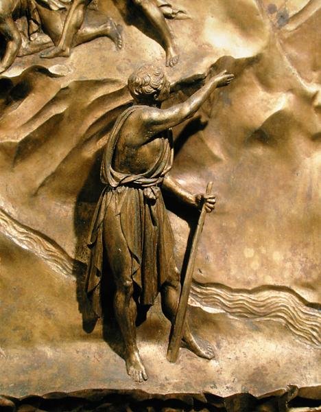 Historien om Kain og Abel, detalje af Kain, originalt panel fra dåbskapellets østdøre af Lorenzo Ghiberti