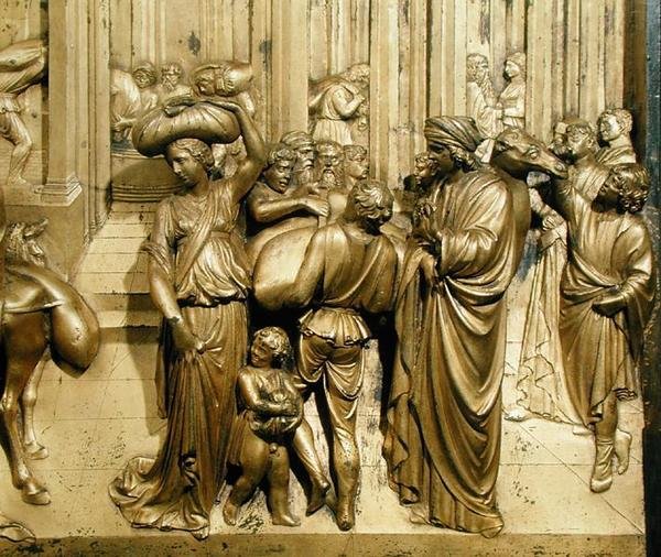 Historien om Joseph, detaljer fra det originale panel fra dåbskapellets østdøre af Lorenzo Ghiberti