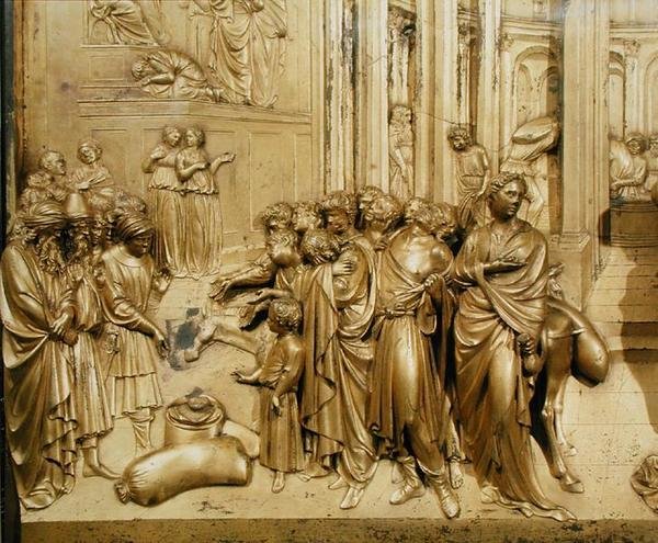 Historien om Joseph, detalje af fundet af sølvbægeret, fra det originale panel fra dåbskapellets østdøre af Lorenzo Ghiberti
