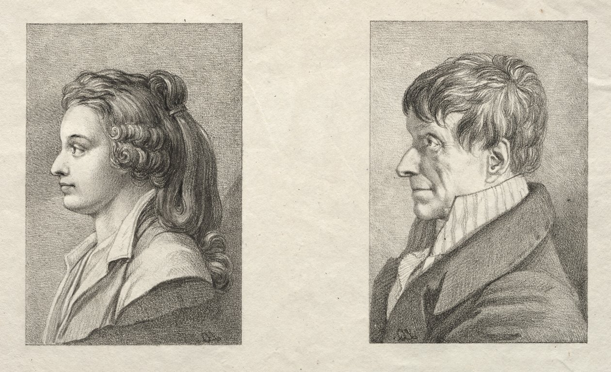 Profilportræt af en kvinde og en mand af Lorenzo II Quaglio