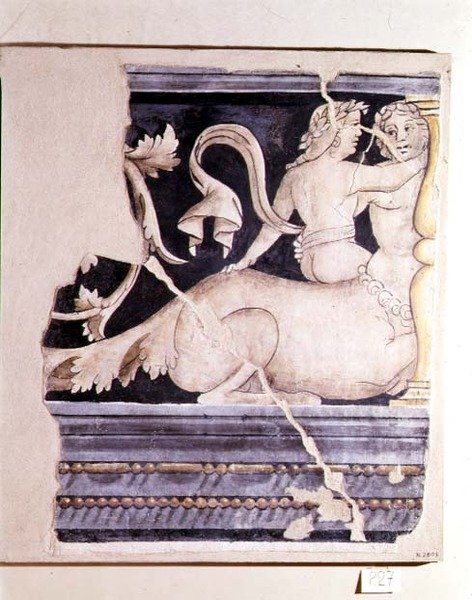 Fragment af en fresco, der forestiller en kentaur og en kvindeskikkelse af Lorenzo Leonbruno