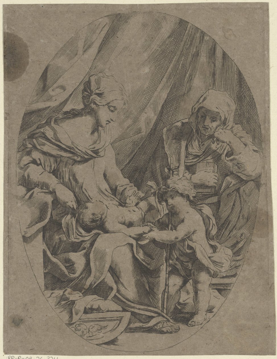 Maria med Kristusbarnet, den unge Johannes Døberen og Elizabeth af Lorenzo Loli