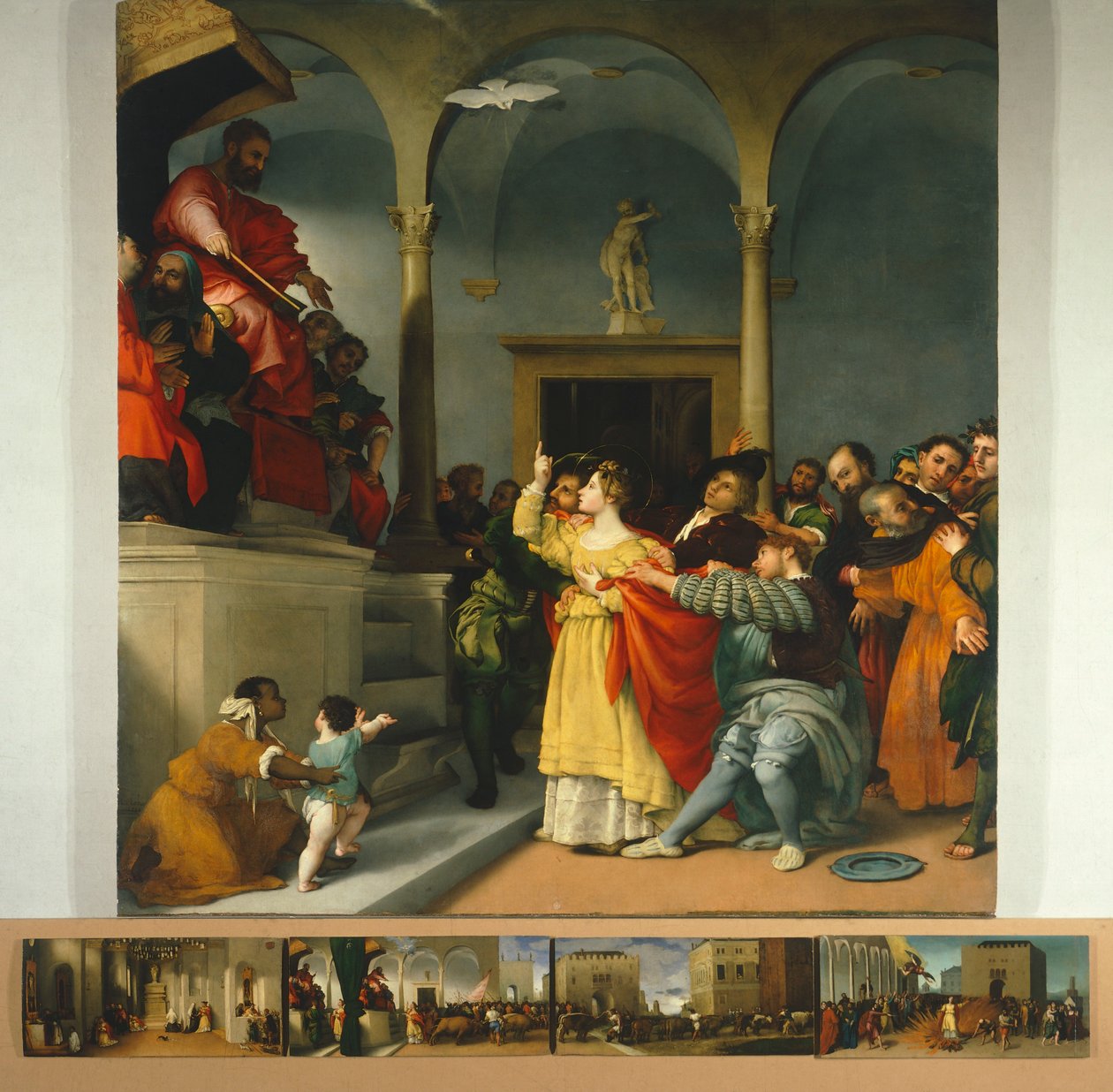 Alterpiece af Saint Lucia eller Saint Lucia før dommer af Lorenzo Lotto (1480 CA- 1556), olie på lærred, 243x237 cm af Lorenzo Lotto