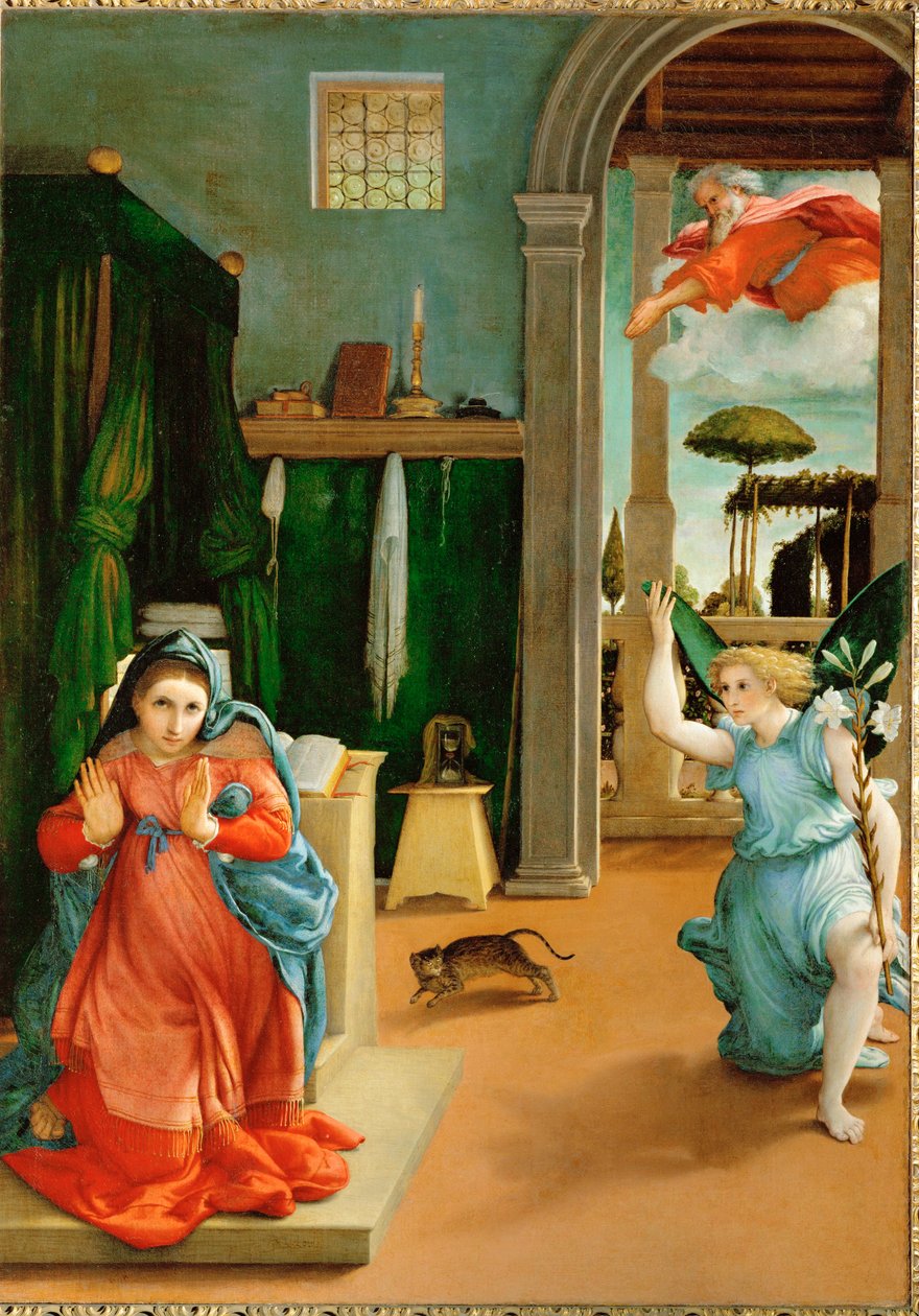 Bebudelse (maleri på lærred) af Lorenzo Lotto