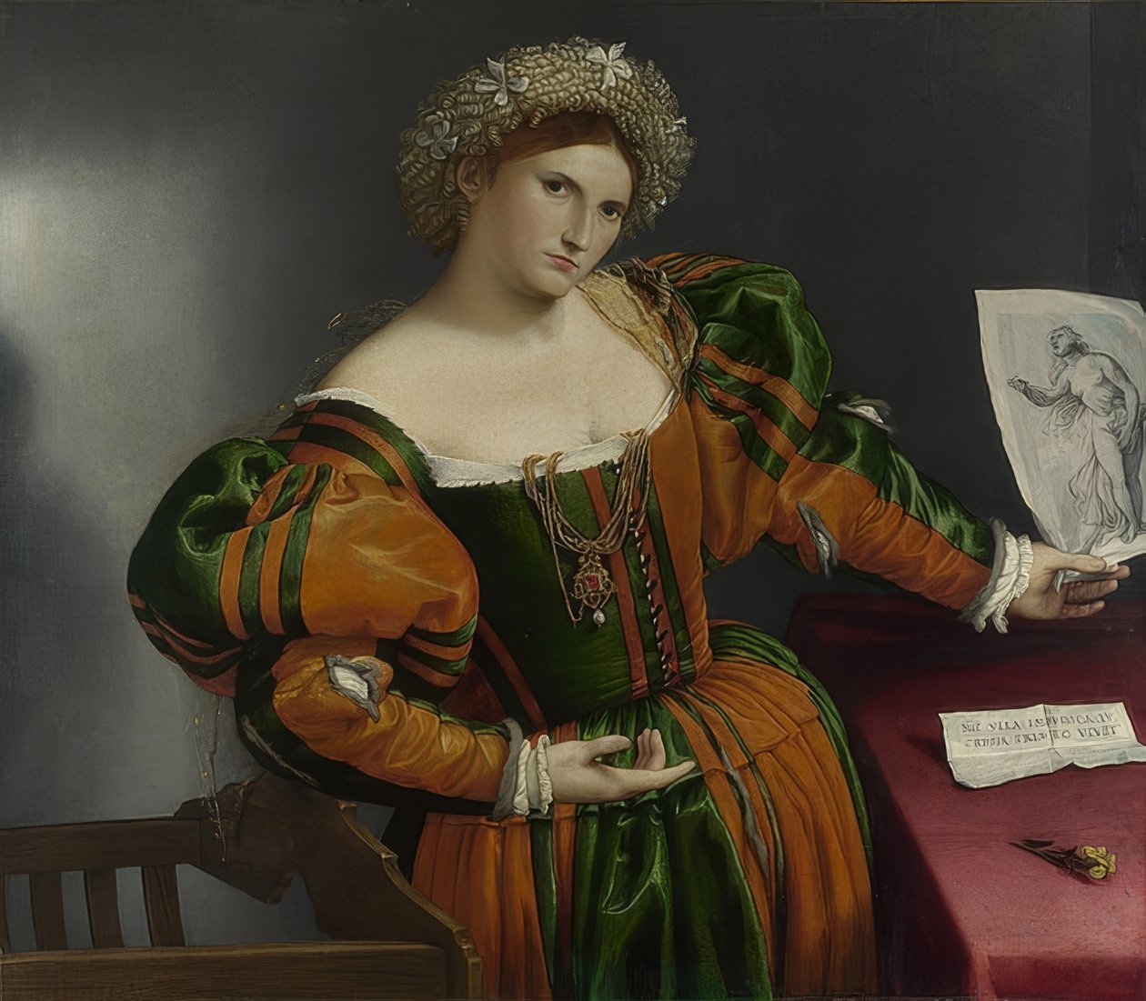 Portræt af en kvinde (Lucretia). Omkring 1530-32 af Lorenzo Lotto