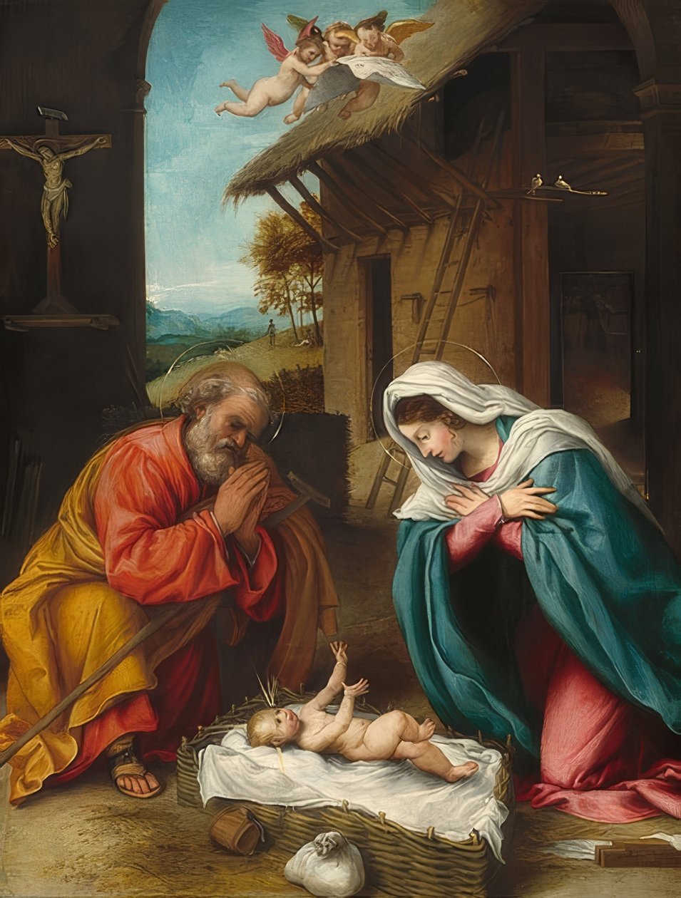 Kristi fødsel. 1523 af Lorenzo Lotto