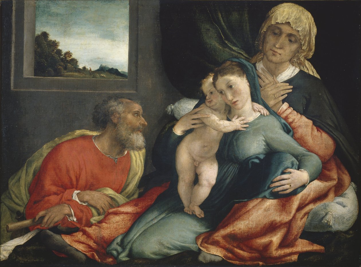 Hellig familie med de hellige Anne og Joachim, 1535? af Lorenzo Lotto