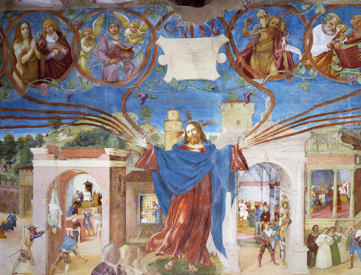 Jesus Kristus, detalje af Sankt Barbaras martyrium, fra Historierne om Sankt Barbara af Lorenzo Lotto