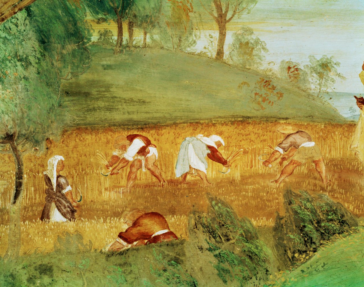 Venstre side af Capella Suardi, Santa Barbara-kirken i Bergamo ... (vægmaleri) af Lorenzo Lotto
