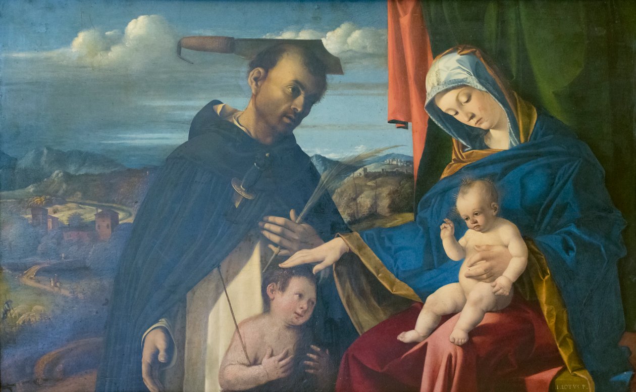 Madonna og barn med St Peter martyr af Lorenzo Lotto
