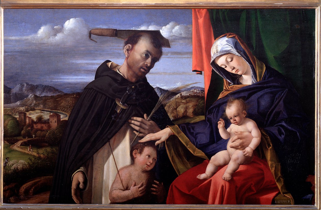 Madonna and Child with St Peter of Veronadani af Lorenzo Lotto
