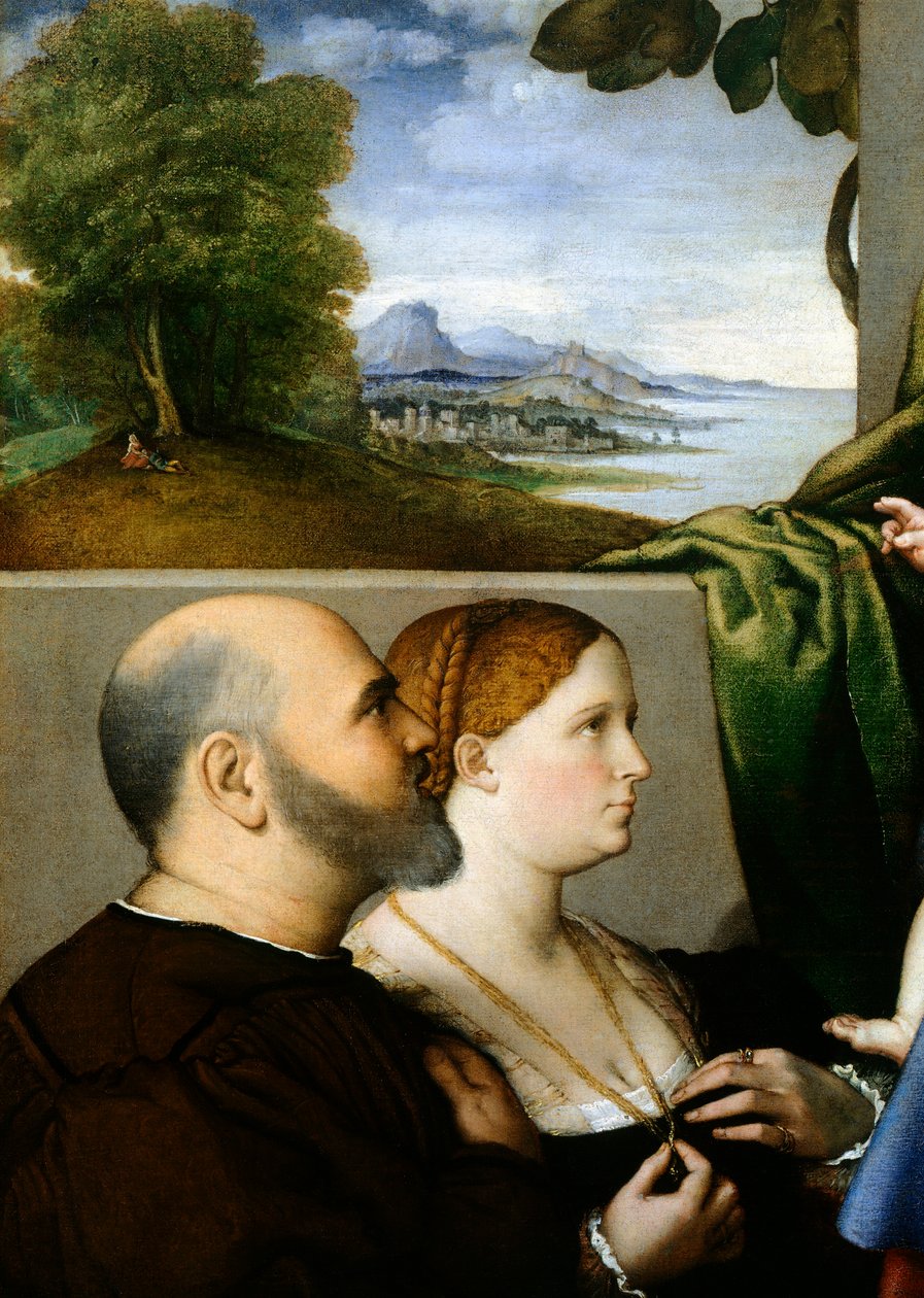 Madonna og barn med to donorer, af Lorenzo Lotto (1480 ca- 1556), olie på lærred, 857x1155 cm, detalje af Lorenzo Lotto