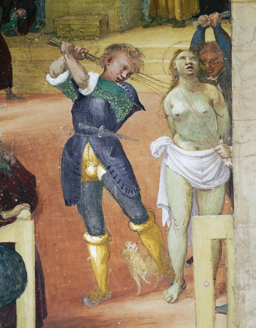 Martyrdom af St Barbara, detaljer fra historier om Saint Barbara af Lorenzo Lotto