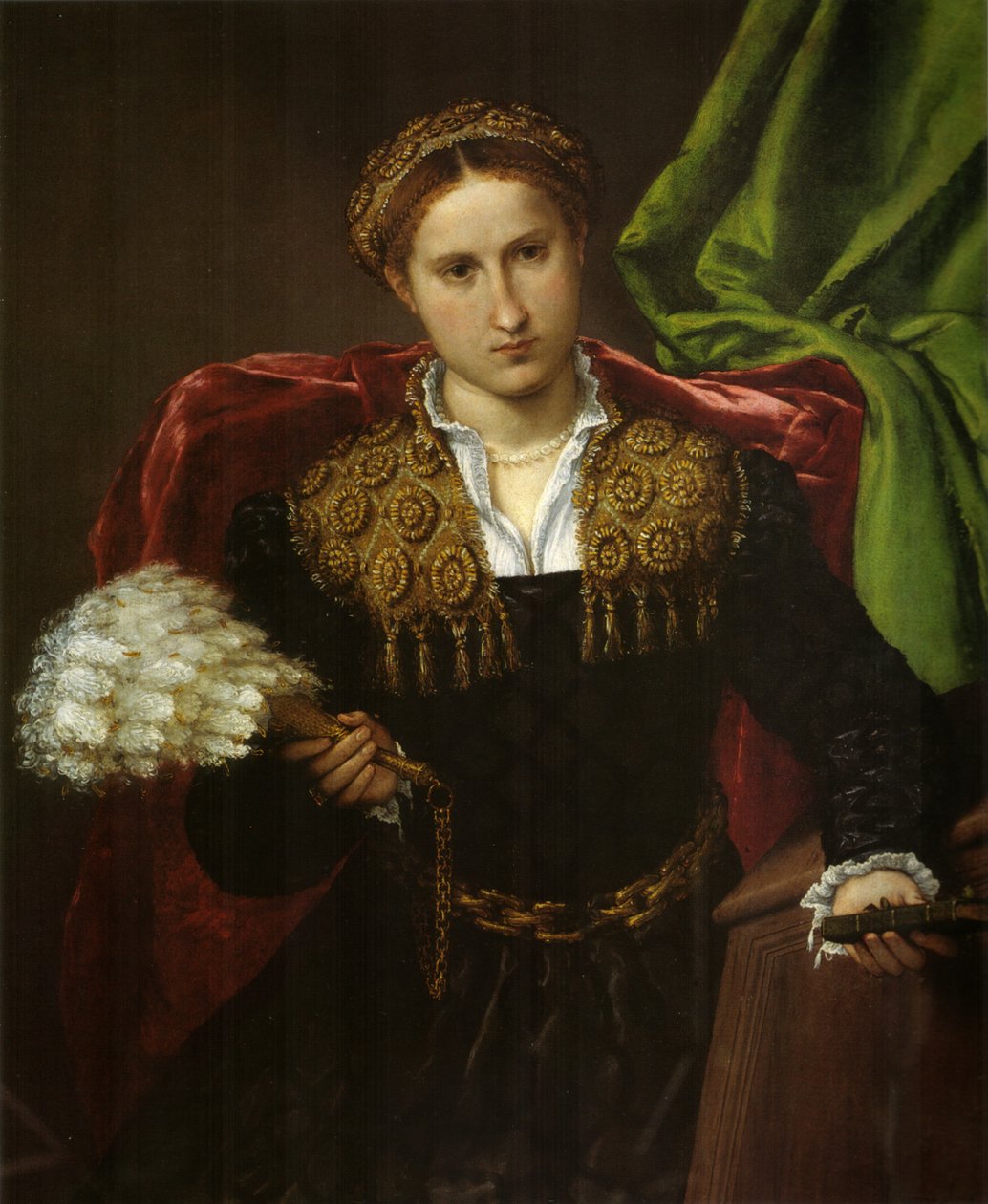 Portræt af Laura da Pola, hustru til Febo da Brescia. af Lorenzo Lotto