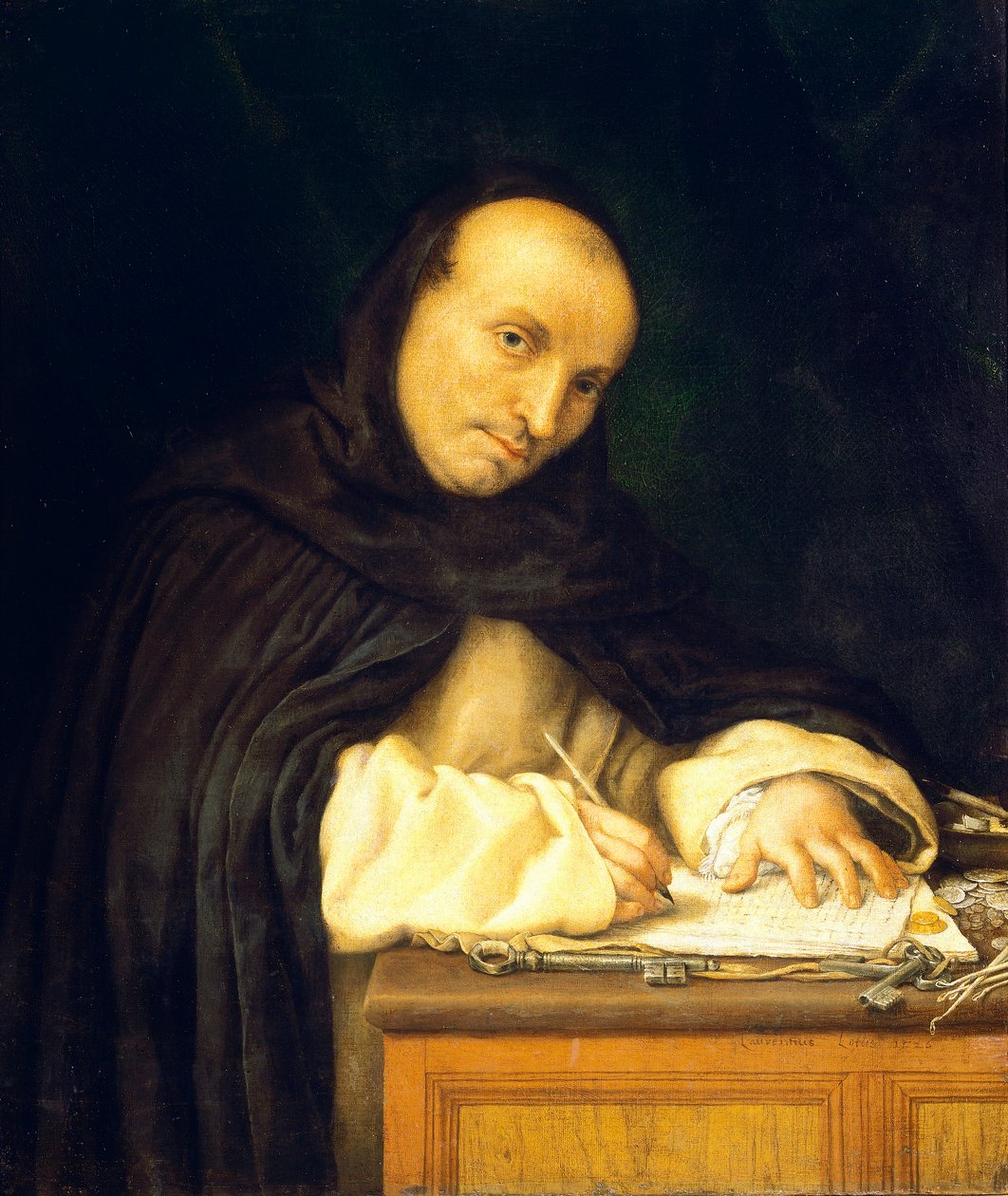 Portræt af dominikanermunk eller portræt af munkevogteren i San Zanipolo klosteret af Lorenzo Lotto