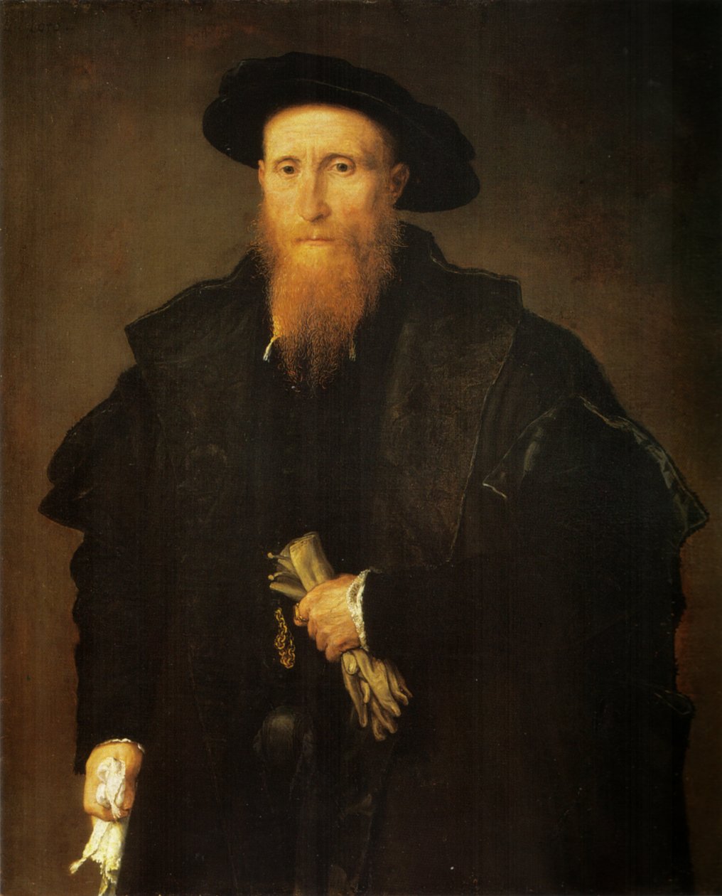 Portræt af en gammel mand med handsker af Lorenzo Lotto