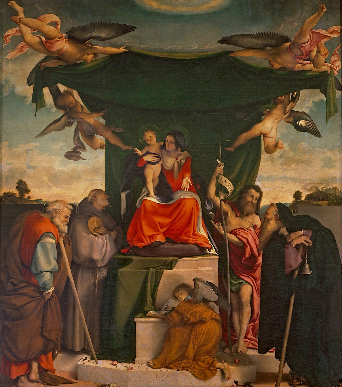 San Bernardino altertavle af Lorenzo Lotto (ca 1480-1556), olie på lærred, 300x275 cm San Bernardino Pignolo kirke, Bergamo af Lorenzo Lotto