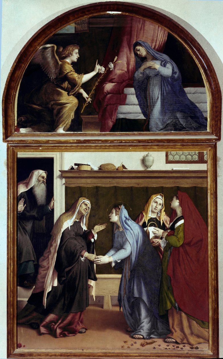 Bebudelsen. Del af visitationens altertavle (olie på panel af Lorenzo Lotto