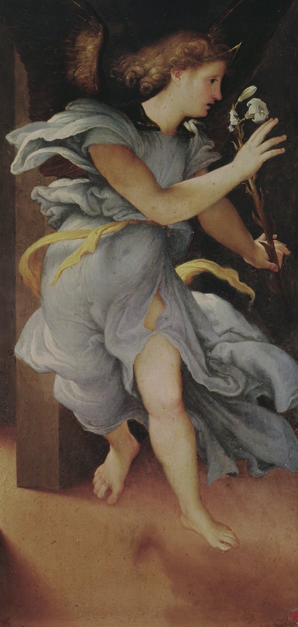 Ærkeenglen Gabriel, venstre panel fra bebudelsen (se også 228514) af Lorenzo Lotto