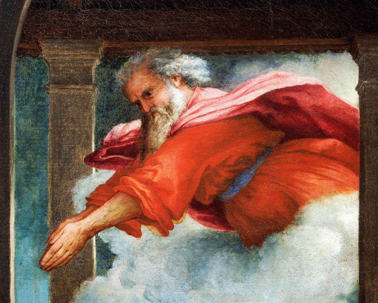 Den evige fader, detalje fra bebudelsen, ca 1434, af Lorenzo Lotto (1480-1556), olie på lærred af Lorenzo Lotto