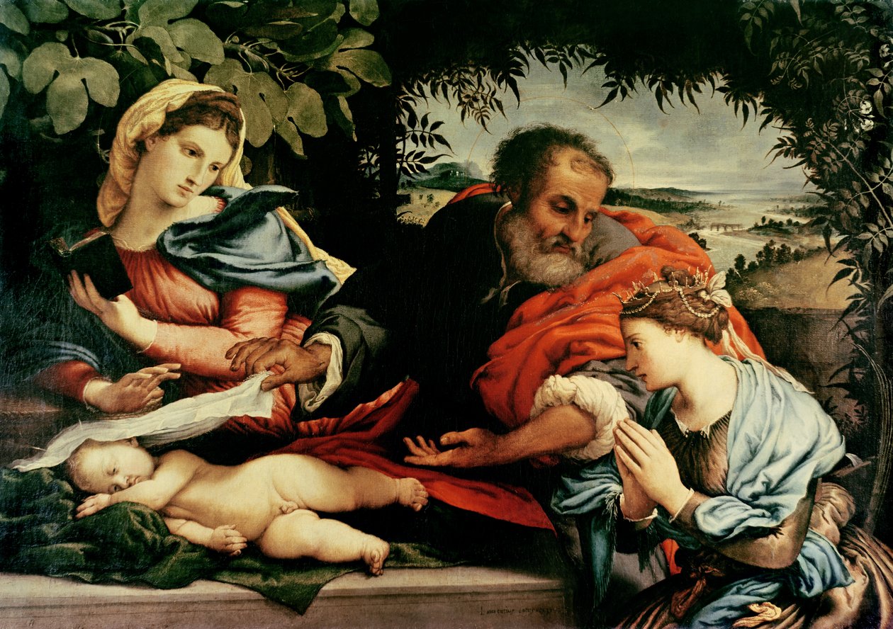 Den hellige familie med St. Catherine af Alexandria, 1533 af Lorenzo Lotto