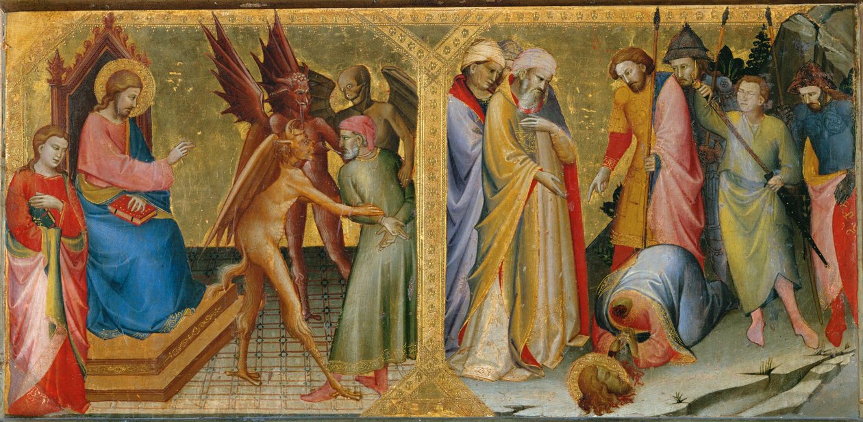 Hermogenes bundet af de djævle, han sendte mod Sankt Jakob den Ældre ... af Lorenzo Monaco