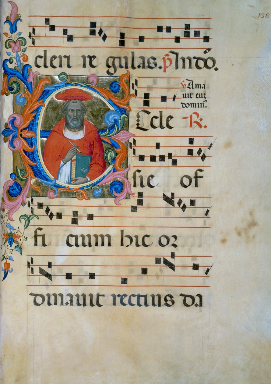 Belyst initial med figuren San Girolamo (Corale 5, ca. 138), til korbog 5 af Santa Maria degli Angeli af Lorenzo Monaco