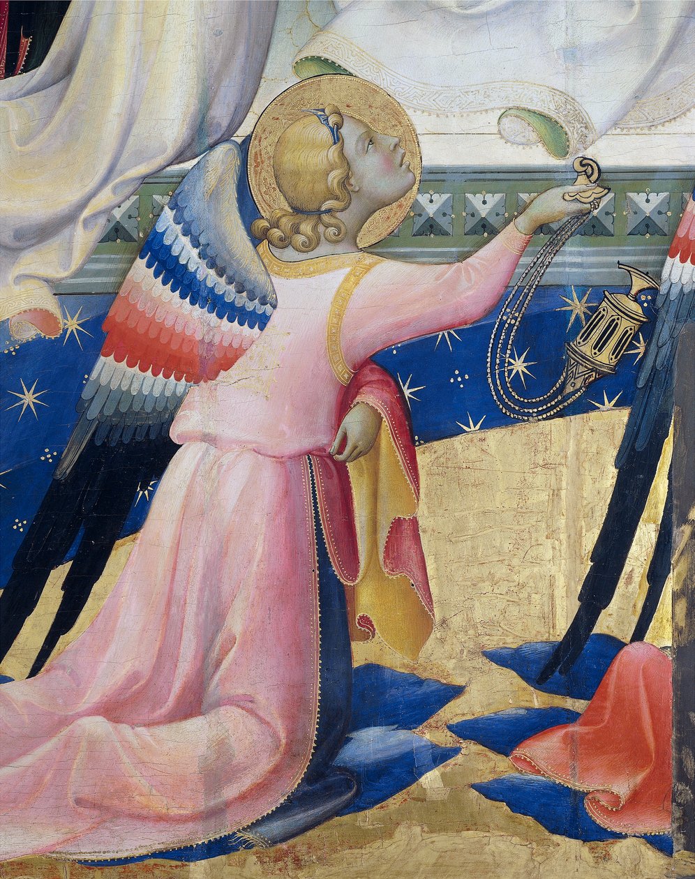 Knælende engel, detalje fra midterpanelet af Coronation of Virgin af Lorenzo Monaco (ca 1370-1425), tempera og guld på panel, 506x4475 cm af Lorenzo Monaco