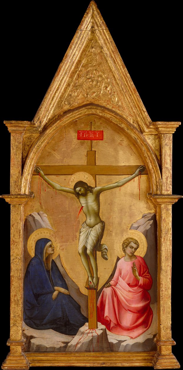 Den korsfæstede Kristus mellem Jomfruen og Johannes Evangelisten, ca. 1406. af Lorenzo Monaco