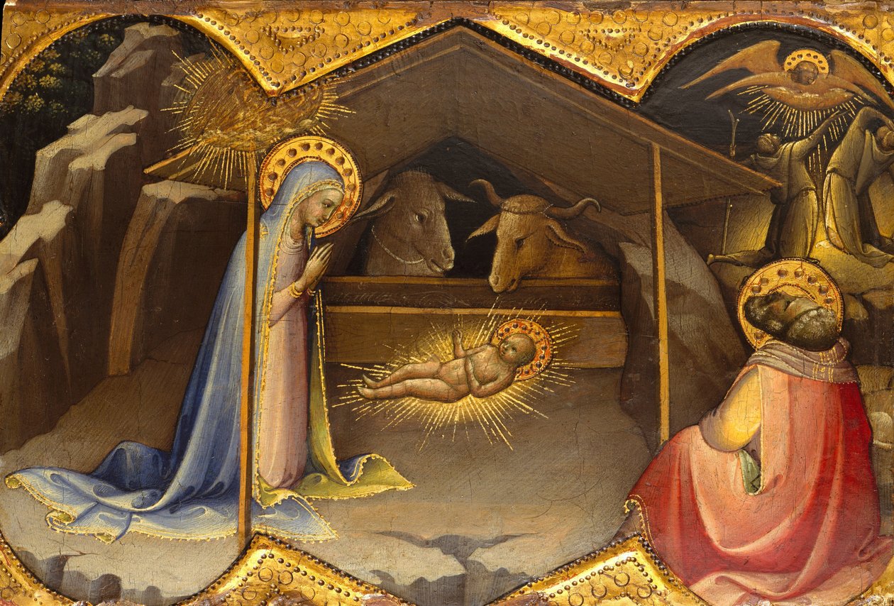 Fødselen, 1406-10 (tempera på træ, guldmalet) af Lorenzo Monaco