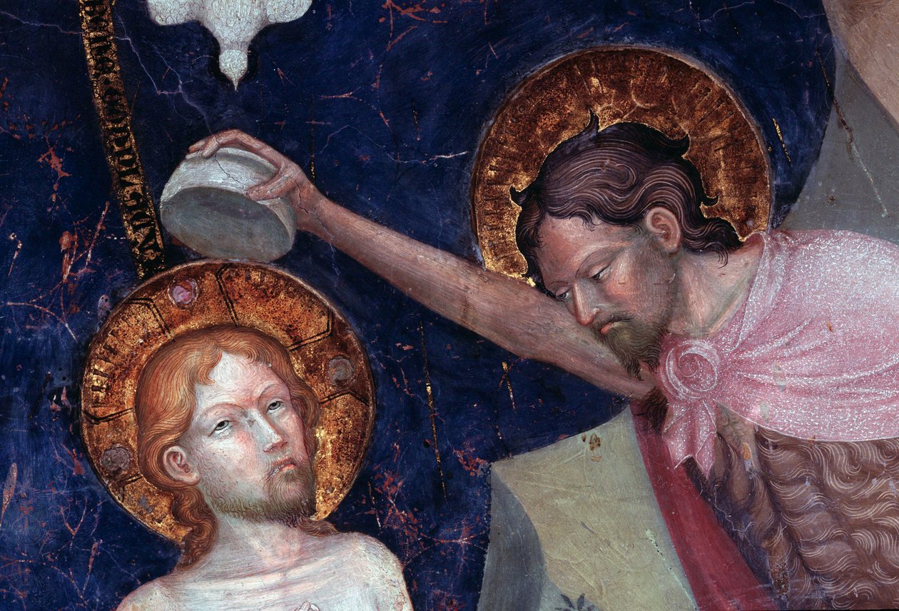 Sankt Johannes Døberen døber Jesus, detaljer (Fresco af Lorenzo Salimbeni