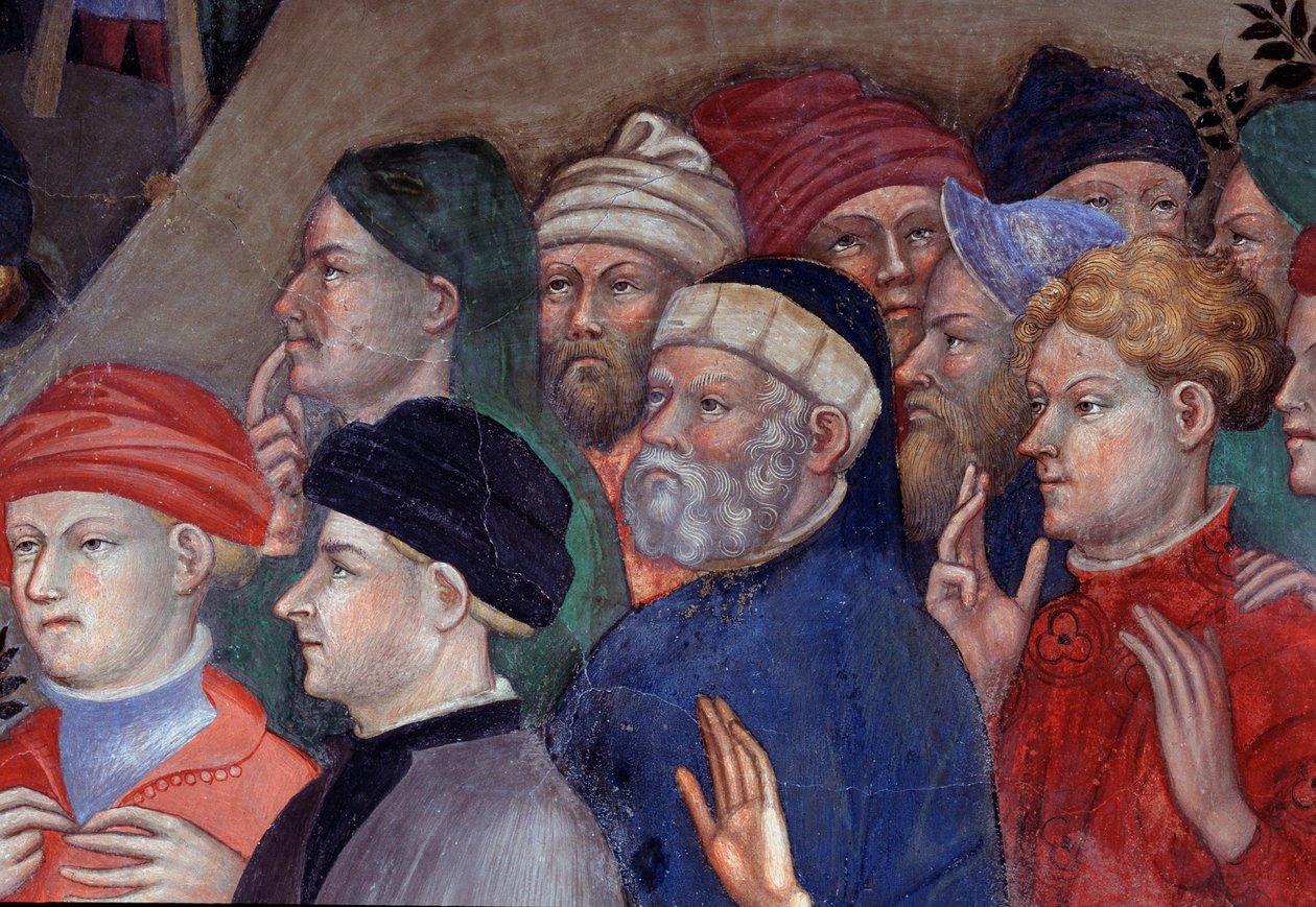Sankt Johannes Døberen, der døber folkeskarerne i Jordan, detaljer (Fresco af Lorenzo Salimbeni