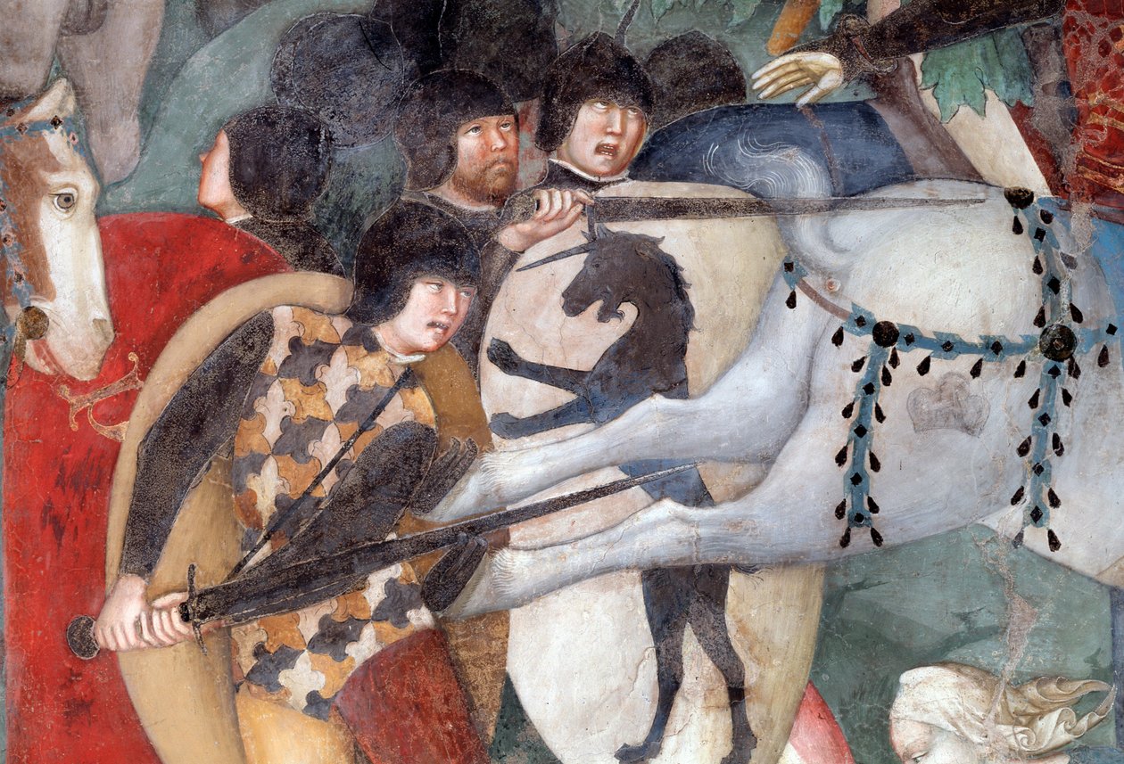 Korsfæstelsen, detalje af soldater (Fresco af Lorenzo Salimbeni