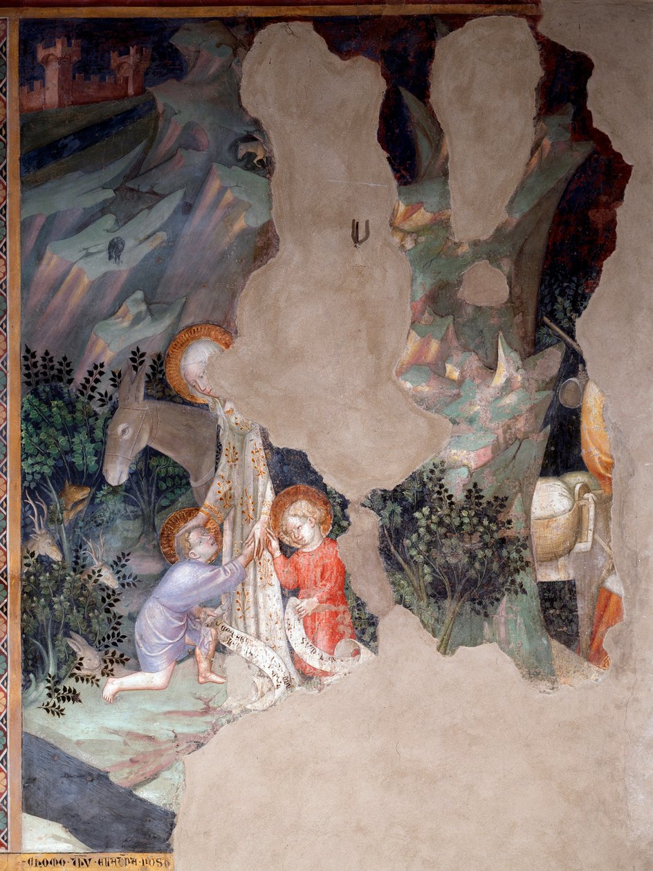 Mødet mellem Maria og Jesus med Johannes Baptist som barn, detaljer (Fresco af Lorenzo Salimbeni