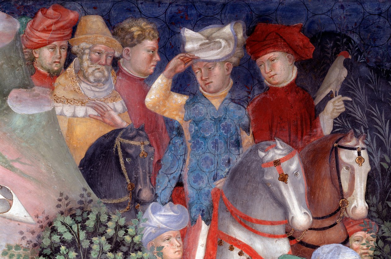 Johannes Baptists prædikation til folkemængderne, detaljer (Fresco af Lorenzo Salimbeni