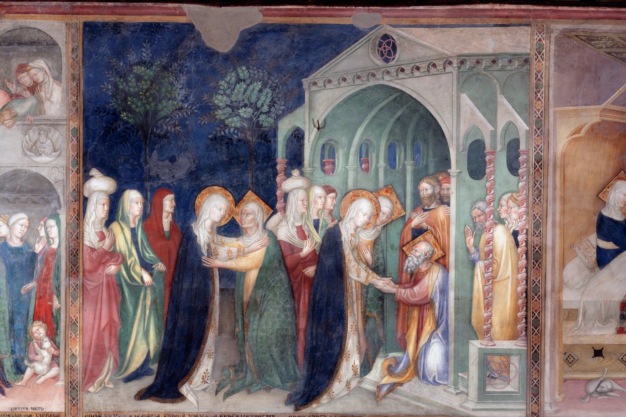 Marias besøg hos den hellige Elizabeth og den hellige Zachary (Fresco af Lorenzo Salimbeni