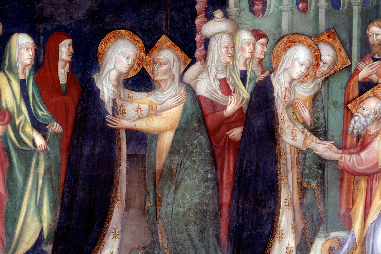 Marias besøg hos den hellige Elizabeth, detaljer (Fresco af Lorenzo Salimbeni