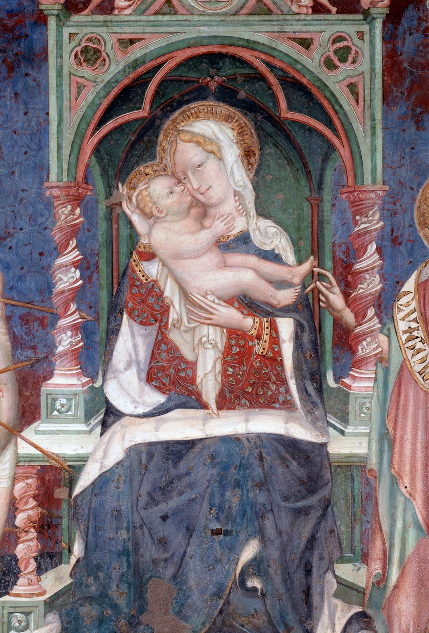 Jomfru med Jesus med Johannes Døberen og Sankt Sebastian, detalje (Fresco af Lorenzo Salimbeni