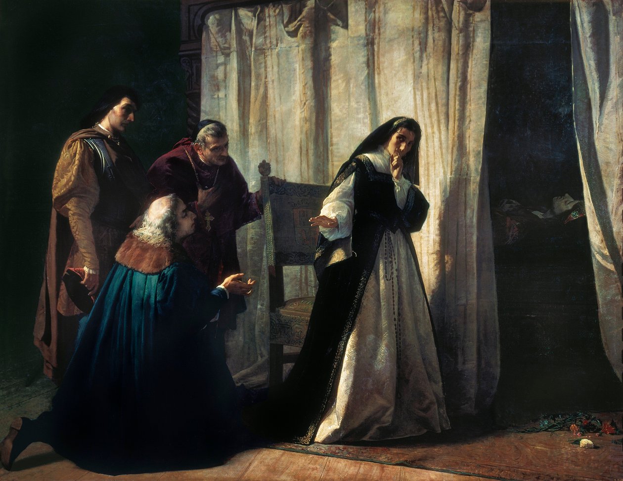 La queen Jeanne Iere dite Jeanne la Folle (Juana la Loca) (1479-1555) Maleri af Lorenzo VALLES (1830-1910). Madrid. Prado Museum. af Lorenzo Valles