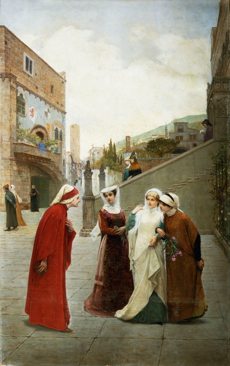 Dantes og Beatrices møde, 1889 af Lorenzo Valles