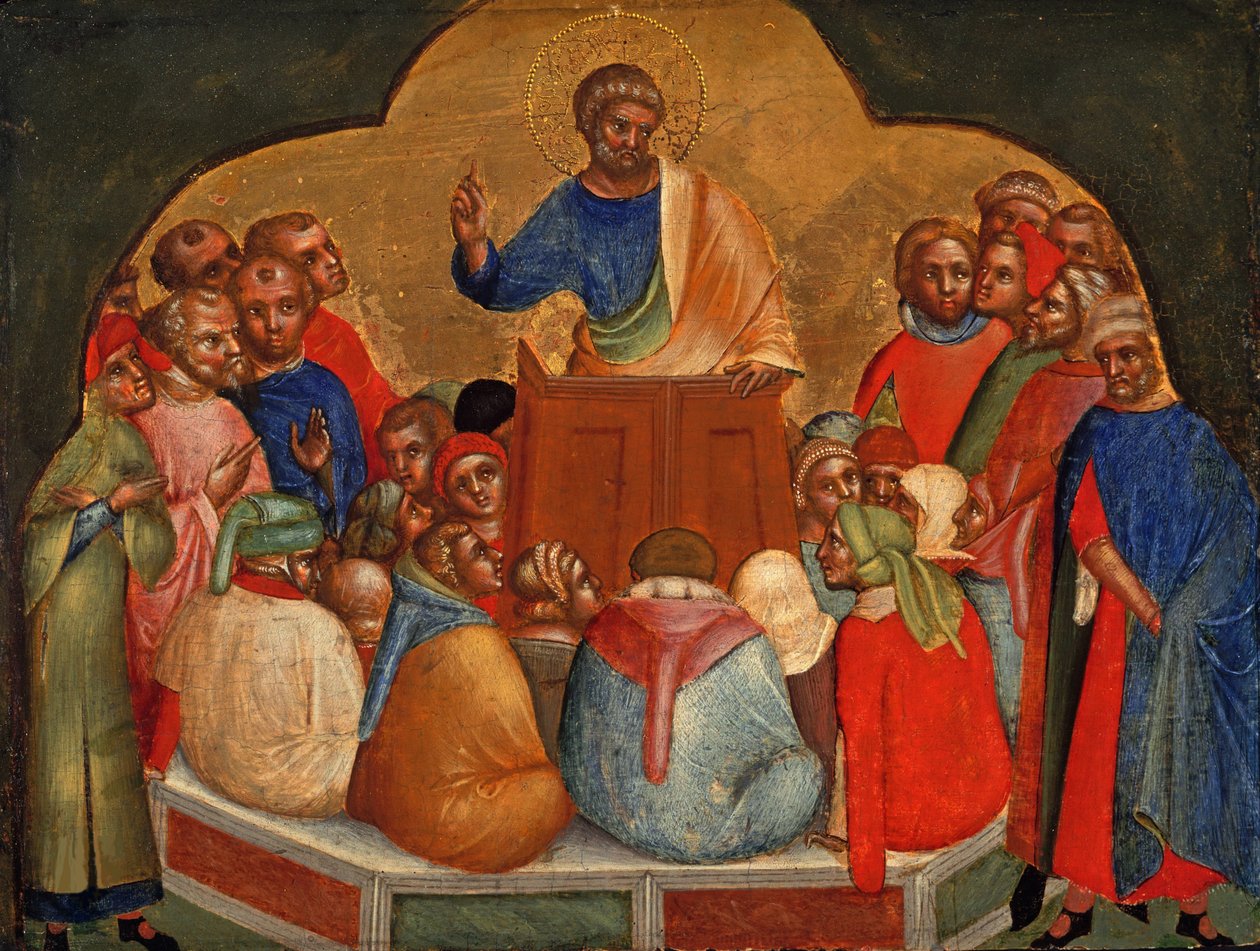 Apostlen Peter prædiker Predella Panel, ca 1370. af Lorenzo Veneziano