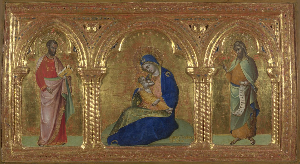 Ydmyghedens Madonna med de hellige Markus og Johannes, 1365-1370. af Lorenzo Veneziano